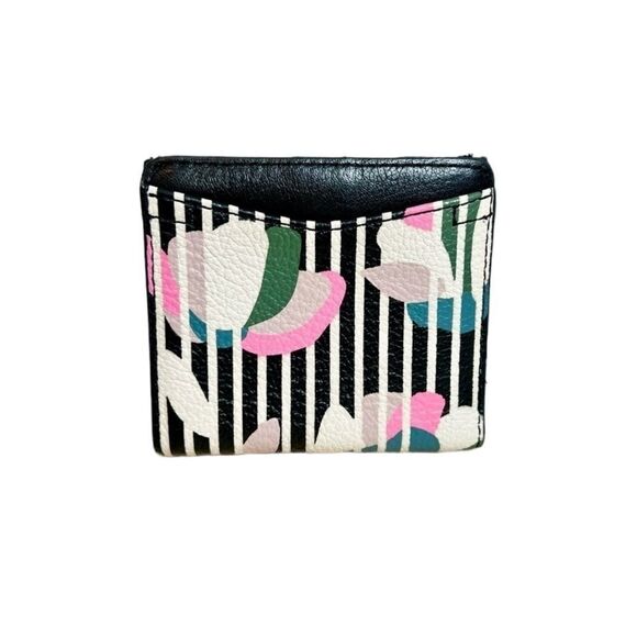 Fossil black floral leather bifold rfid Caroline mini wallet - Picture 1 of 11